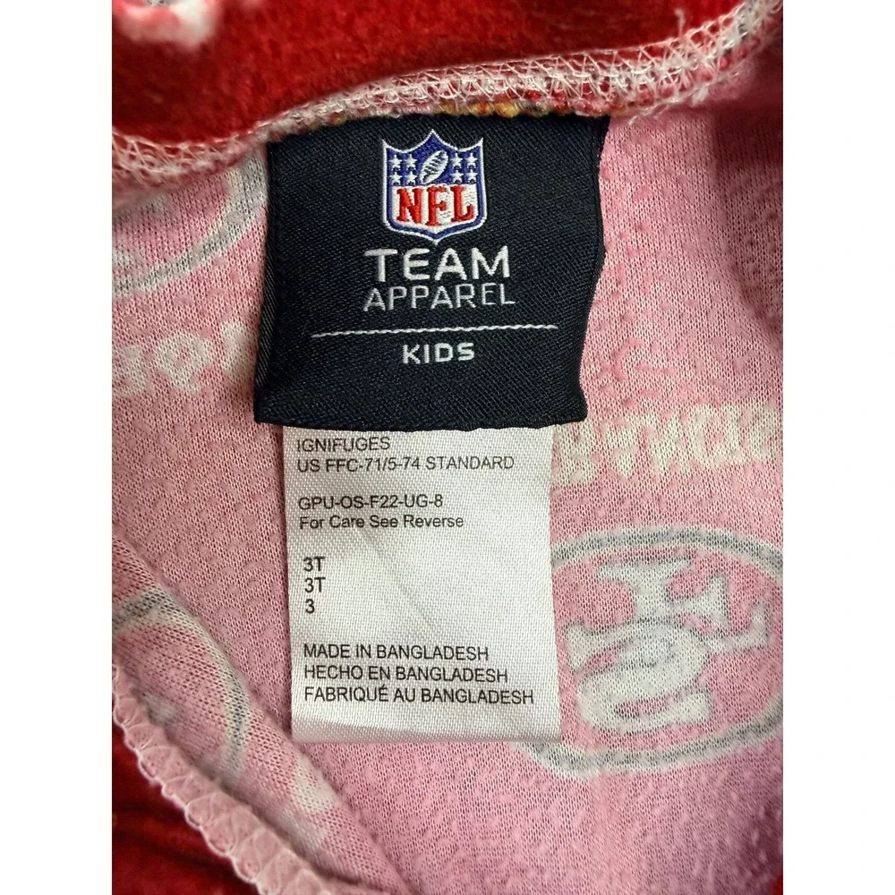 San Francisco 49ers Toddler Pajamas Size 3T‎ Red Fleece Sleeper NFL Football